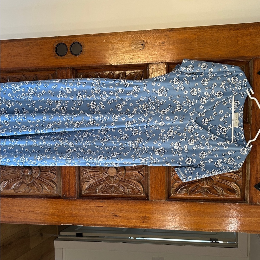 Wayf Blue and White Floral Dress